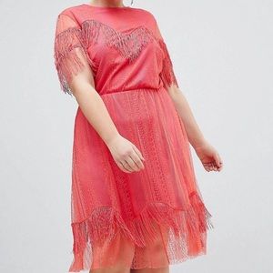 Asos Design Exclusive Peach Tassel Party Dress